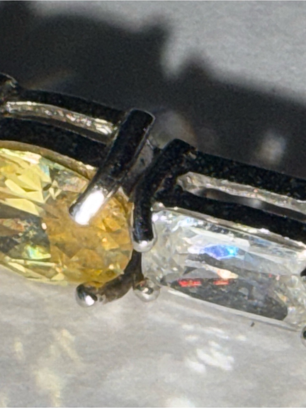 Silver-Tone Yellow and Clear Gemstone Women's Bracelet